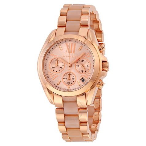 michael kors rose gold tone chronograph watch|rose gold mk watch women's.